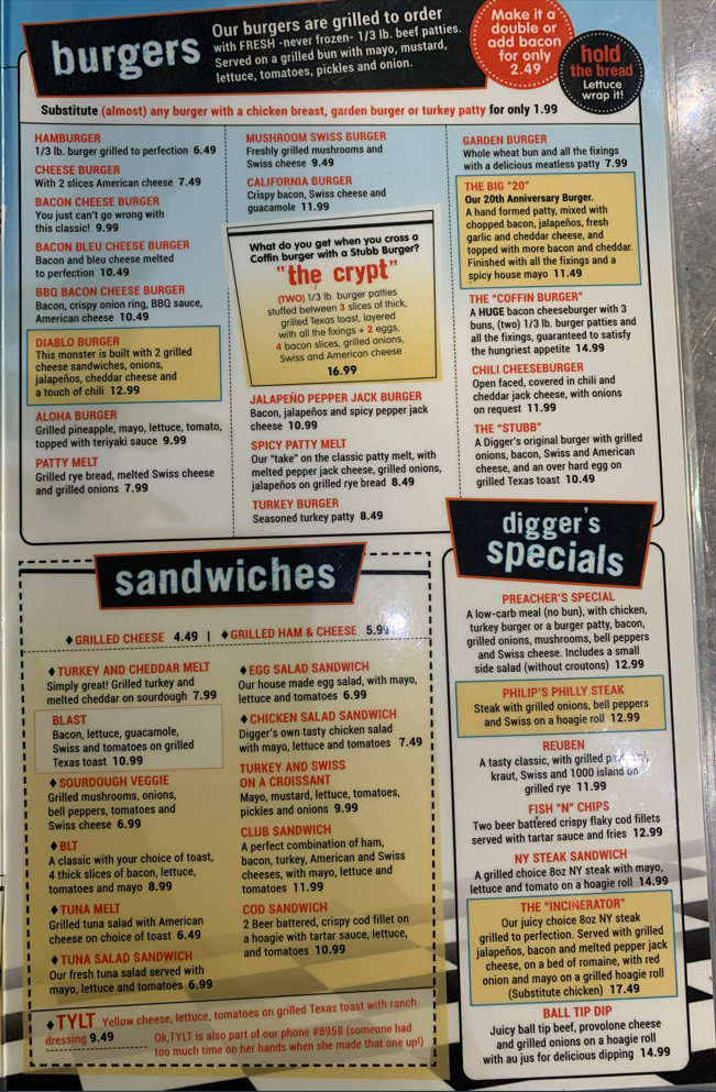 Digger's Diner Brentwood Menu - Image 4